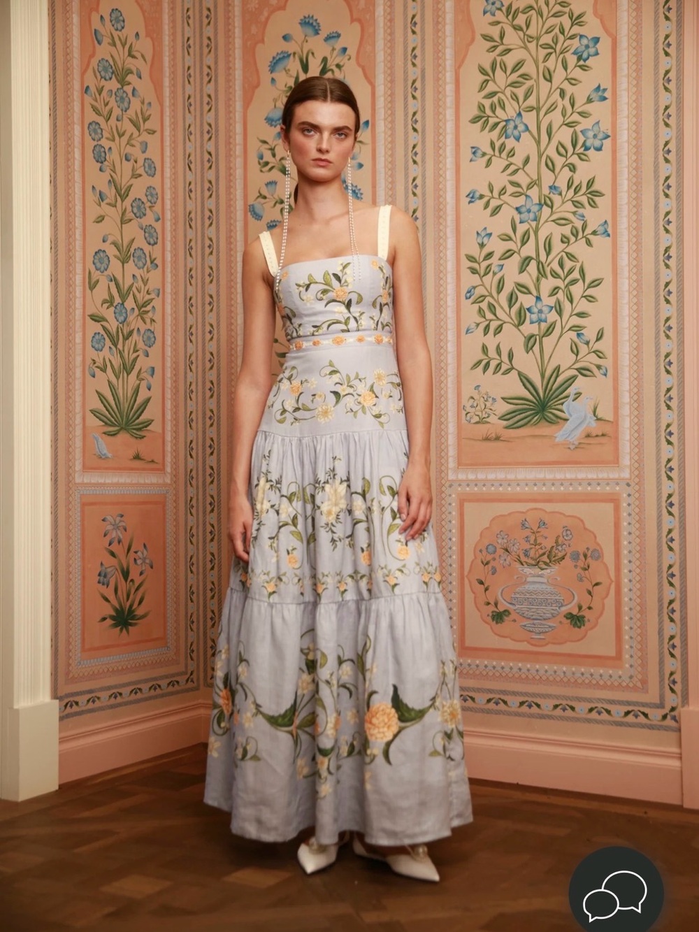 Agua by Agua Bendita Light Blue Floral Embroidered Maxi Dress - Picture 2 of 16